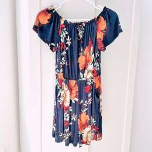Stretchy Floral Romper Tee with Pockets